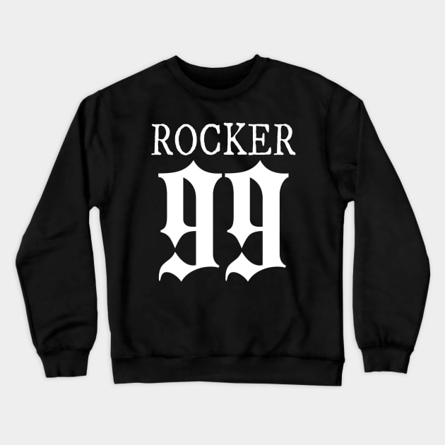 Rocker 99 | White Ink Crewneck Sweatshirt by boutiquedhorreur